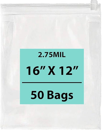 16X12 inches Resealable Poly Bags With Slide Seal 2.75 Mil (LDPE)